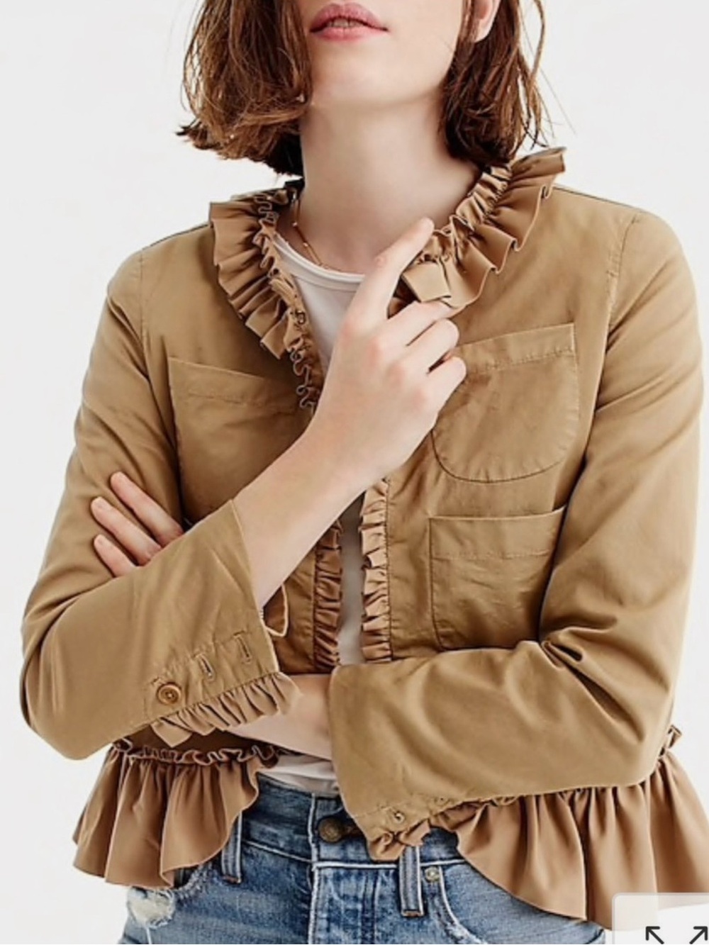 J. Crew Ruffle Chino Jacket Tan
Khaki Size 12